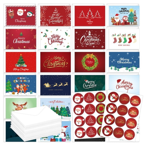 72Pcs Assorted Christmas Cards Charity Cards Christmas Tree Sticker Santa Claus Card Christmas Cards With Envelopes For All Ages And Genders
