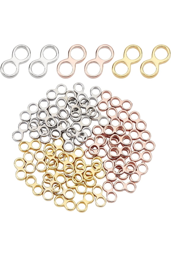 72Pcs Brass Multi-Strand Links 3 Style Infinity Symbol Connectors Charms Metal Infinity Link Connector for Jewelry Making Valentines's Day Christmas Birthday Gift Making DIY