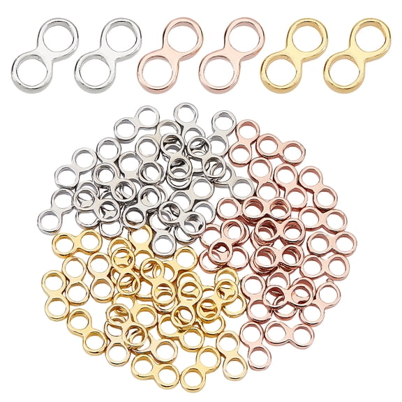 72Pcs Brass Multi-Strand Links 3 Style Infinity Symbol Connectors Charms Metal Infinity Link Connector