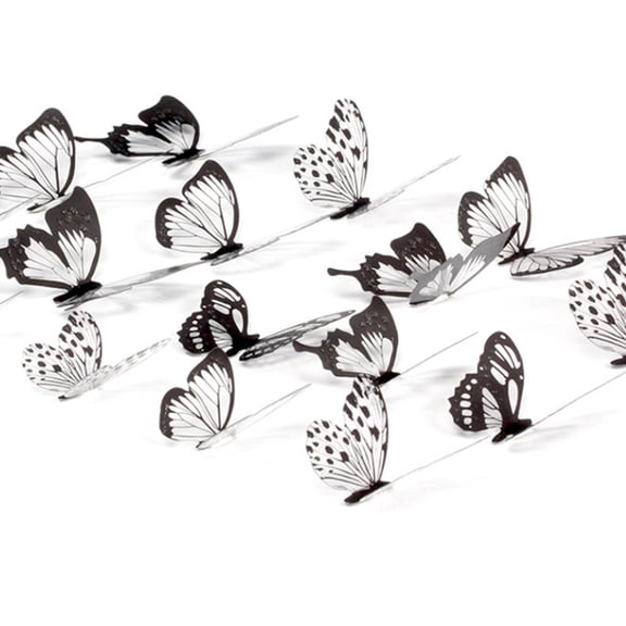 72Pcs Butterfly Wall Decor Stickers Glitter-Removable 3D black wall decor with Adhesive Dots Black White