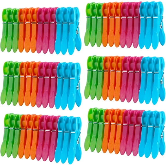 72Pcs Colored Plastic Clothespins, Colorful Clothes Pins Heavy Duty Outdoor for Hanging Clothes, Rainbow Clothes Pegs for Classroom, Clothesline Crafts Picture Photo Food Towel Clips