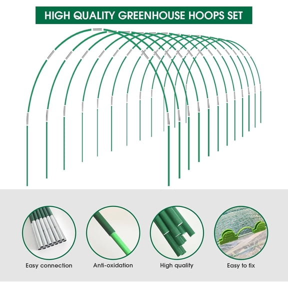 72Pcs Garden Hoops for Raised Beds Wide, 12 Sets of 8Ft Greenhouse Hoops Grow Tunnel, Rust-Free Fiberglass Hoops Frame for Row Cover Netting Shade Cloth DIY Garden Stakes Supplies$$Garden & Patio