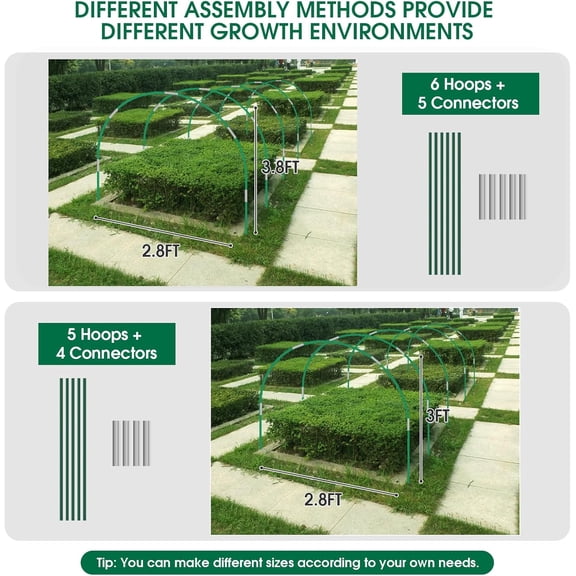 72Pcs Garden Hoops for Raised Beds Wide, 12 Sets of 8Ft Greenhouse Hoops Grow Tunnel, Rust-Free Fiberglass Hoops Frame for Row Cover Netting Shade Cloth DIY Garden Stakes Supplies$$Garden & Patio