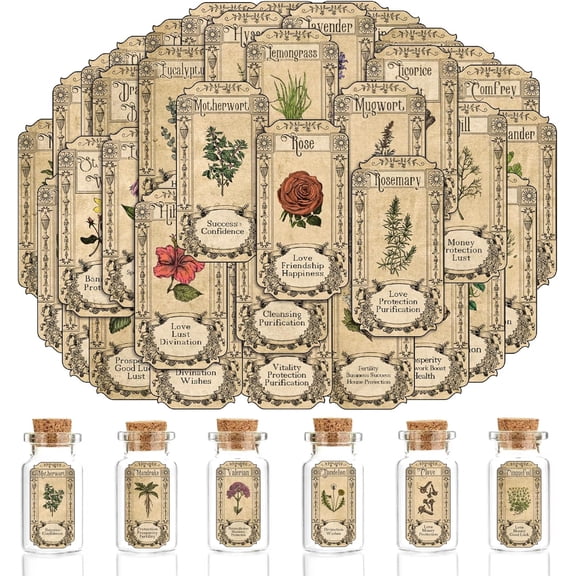 72Pcs Herb Stickers Lables for Jars Vintage Spice Apothecary Herb Spice Labels Stickers Spices Sticker Label for Bottles Tags Jars(herb72)