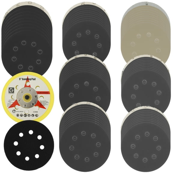 72Pcs Hook and Loop Sandpaper 5 Inch Wet Dry Sanding Discs 8 Hole Sanding Paper Assorted Round Sandpaper 400/600/800/1000/1500/2000/3000 Grit for Metal Wood Paint