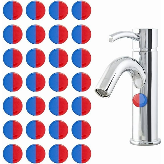 72Pcs Hot and Cold Water Stickers 20mm Faucet Tip Label Stickers Hot and Cold Signs Waterproof Self-Adhesive Faucet Label Signs for Home Kitchen Bathroom Shower Escutcheon Blue
