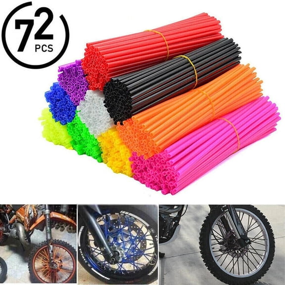 72Pcs Motorcycle Dirt Bike Spoke Skins Covers Wraps Wheel Rim Guard Protector Blue