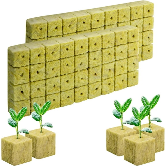72Pcs Rockwool Grow Cubes - 1.5Ã1.2Ã1.2Inch Stonewool Starter Plugs for Rapid Growth - Starter Cubes Plugs with Holes for Hydroponic, Germination and Soilless Growing