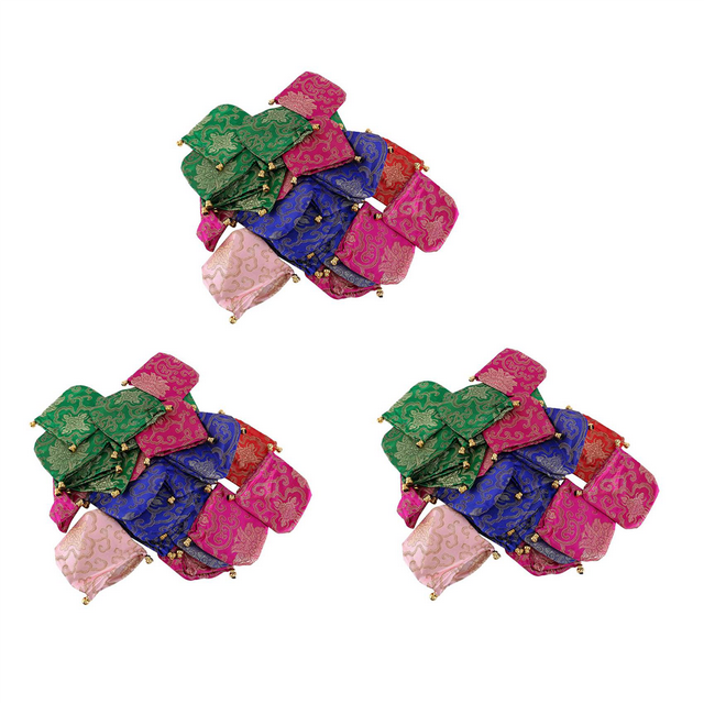 72Pcs Silk Brocade Jewelry Pouch Bag, Drawstring Coin Purse,Gift Bag