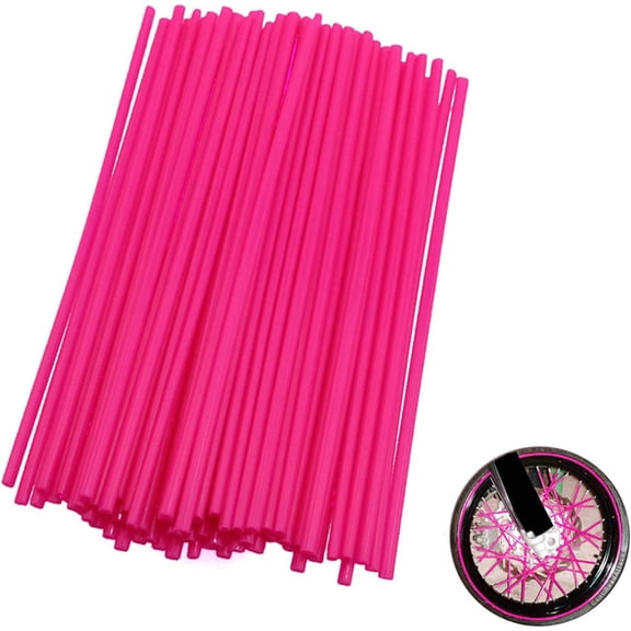 72Pcs Universal Spoke Skins Cover - Wheel Wraps Pipe Trim Decoration Protector For Motorcycle Dirt Bike Yamaha Harley Suzuki(Pink)