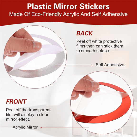 72Pcs Wall Stickers Acrylic Circle Mirror Removable Round Dots Mirror Wall Decoration Wall Decals Murals for Living Room