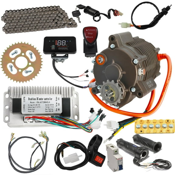 72V 1000W Brushless DC Motor Kit & Gearbox& Controller & 428 Sprocket for DIY Kit Electric Pit Bikes, Go Karts, Golf Carts, ATVs, Quad, E Bikes, Drift Trikes, Tricycles, Lawn Mowers