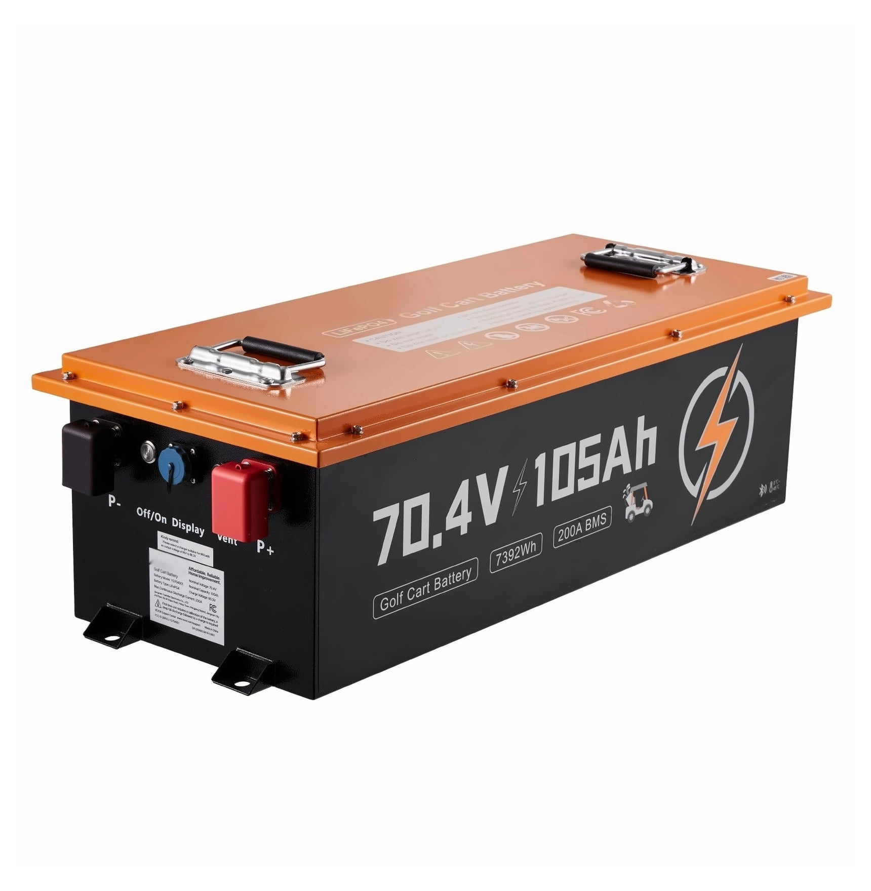 72V 105AH Lithium Golf Cart Battery, LiFePO4 Kit with Bluetooth, 200A BMS, 2C Discharge, 4000 Cycles for Golf Carts & Trolling Motors