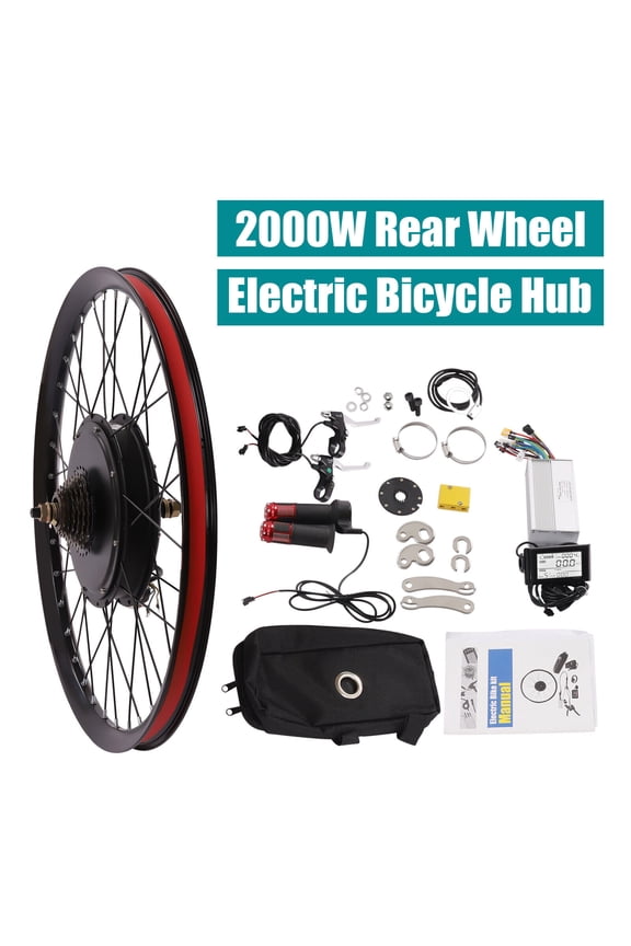 72V 2000W 26'' Rear Wheel Electric Bicycle Conversion Kit E Bike Hub Motor W/LCD