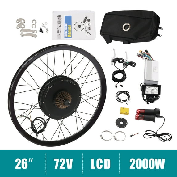Electric Bike Conversion Kit 72V 2000W Rear Motor Wheel 26" Electric Bicycle Conversion