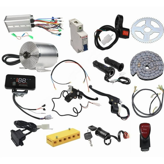 72V 3000W 4900rpm Electric Brushless DC Motor Kit with 60A Speed Controller LCD Display and Throttle Grip Kit for Go Karts E-Bike Electric Motorcycle Scooter Bicycle Dolly Cart Mini Bike