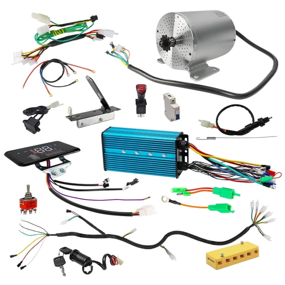 72V 3000W Brushless Motor & Controller Kit, 36V72V 2500W5000W Square Wave Speed Controller with LCD Display, Wiring Harness, Key Switch, Throttle for Go Kart ATV Golf Cart Buggy Quad Scooter