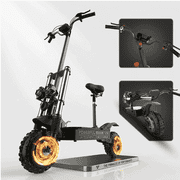 Mebike Dual Motor Electric Scooter for Adults ,53MPH &53 Miles Long Range ,72V 6000W E Scooter with Seat,11INCH Off-Road Tires,UL2272