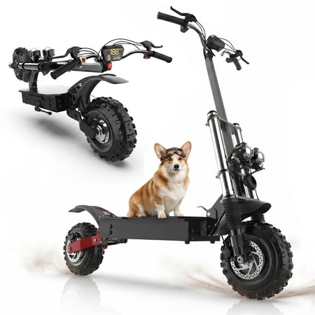 72V 6000W Electric Scooter Adults, up to 55 MPH, 11" Wheel Tubeless Off Road Tire, Hydraulic Suspension, Foldable Escooter with Seat