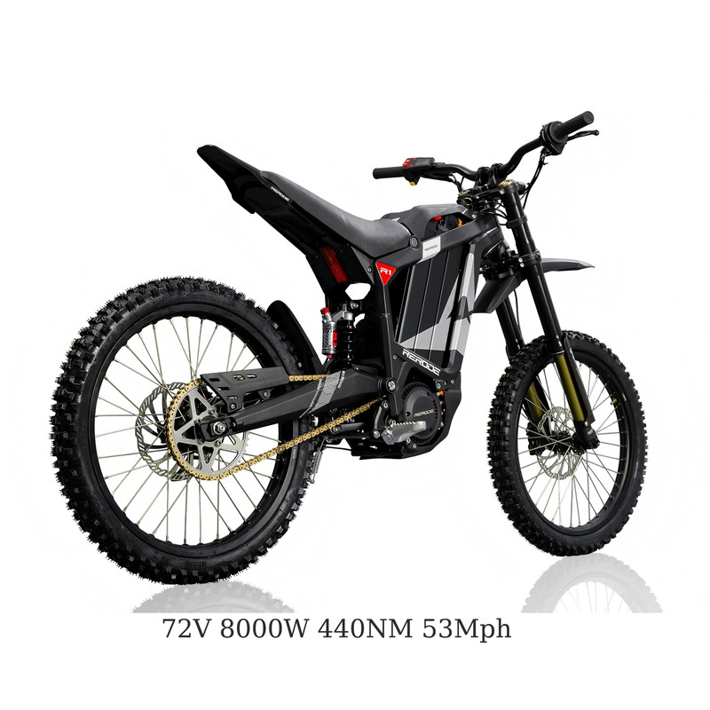 72V 8000W RERODE R1 Brushless Motor Middrive Ebike,35Ah Rerode R1 Electric Dirt Bike,440NM Electric Motorcycle, E Moto 53MPH 75 Miles Long Range Full Shock Absorption