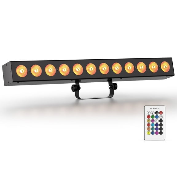 72W 12LED RGBWA+UV Wall Washer Light Controlled by Remote, DMX512(10CH), Auto Programs, Master-Slave Sync Ideal for Party, KTV, Clubs, Weddings & DJ Events (1 Pack)
