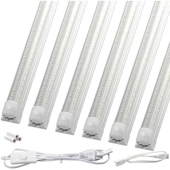 72W LED Shop Lights, 4FT 10800LM 6500K Daylight Shop Light Bar with 59" Plug, Garage Light Linkable Clear Cover Integrated V-Shape for Warehouse Workbench Workshop(6Pack)$$Tools & Hardware Other