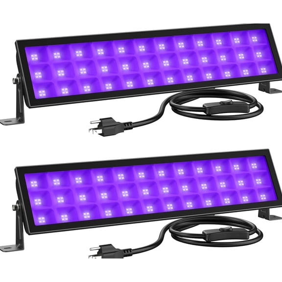 72W LED UV Light Bar, 144 LEDs with Wide 120 Degree Beam, 2 Pack for Party and Home Decor