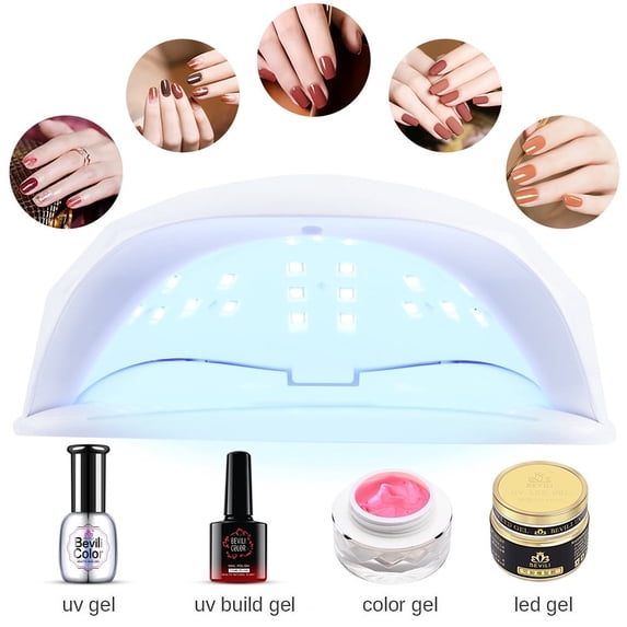 72W LED UV Nail Gel Lamp - Nail Art Curing Machine with Auto Sensor, Dual Light Source 365-400nm, 4 Timer Settings, Large Space Design, Nail Gel Dryer for Home Salon Use, US Plug Makeup Organizers