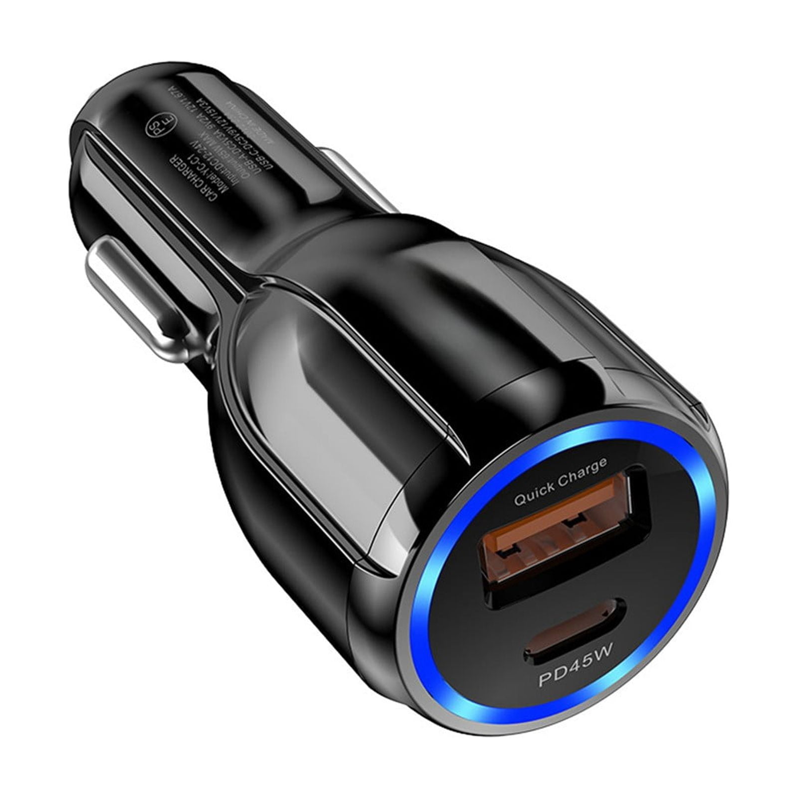 72W USB-C & USB-A Fast Car Charger  Dual Port, Plastic, Intelligent Safety Features for Overcurrent & Overheating Protection, Ideal for Simultaneous Device Charging,Multicolor