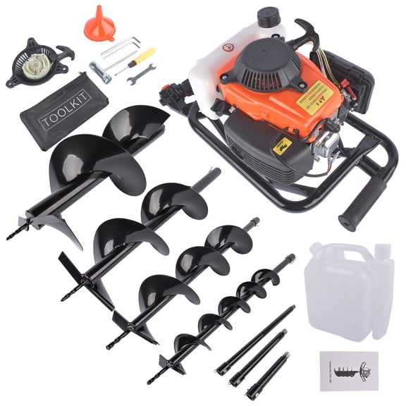 72cc Post Hole Digger Gas Powered Earth Digger with 4 Auger Drill Bits 4 6 8 12"