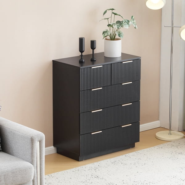 Pattern Drawer 72cm Modern 5-Drawer Bedroom Chest, Wavy Pattern Drawer Fronts with 4 ...