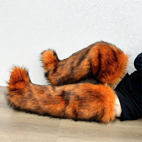 72cm Women's Winter Solid Color Fluffy Faux Fur Over-the-Knee Snow Boots Girls's Outdoor Plush Warm Furry Long Boots Big Size
