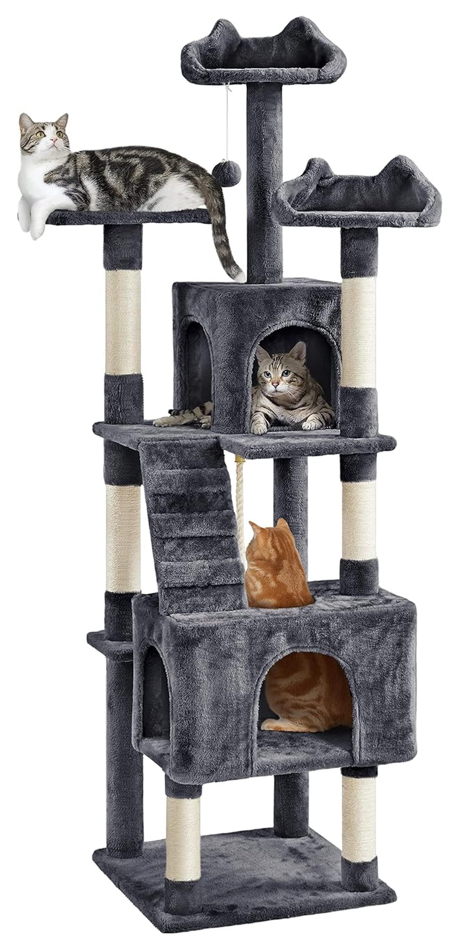 72in Cat Tree for Indoor Cats, Multi-Level Tower with Scratching Posts, 3 Perches, Condo, Pet Furniture Activity Center Play House
