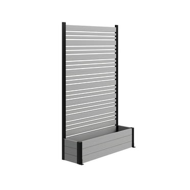 72in H x 46in W x 13in L (1 Screen w/ Planter) Freestanding Enclo Florence Ash Color Privacy Fence Screen with Planter Box, Outdoor Vinyl Privacy Screen Panel for Patio & Air Conditioner, EC18025
