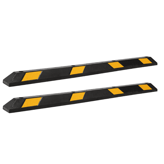 72in Heavy Duty Rubber Parking Curb, 2 Pack 44,000 lbs Capacity, 8 Yellow Reflective Strips, Weather & Oil Resistant Wheel Stop for Garage, Driveways, Trucks, Trailers, Commercial Lots