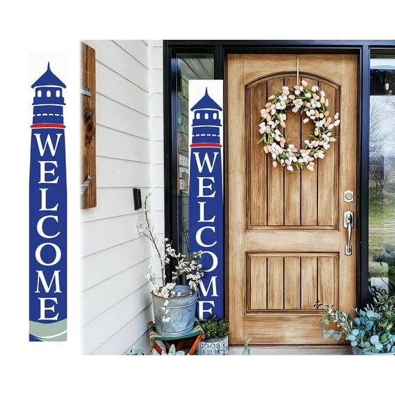 72in Lighthouse Welcome Sign | Front Door Porch Sign | Coastal Summer Welcome Sign | Farmhouse Home Decor