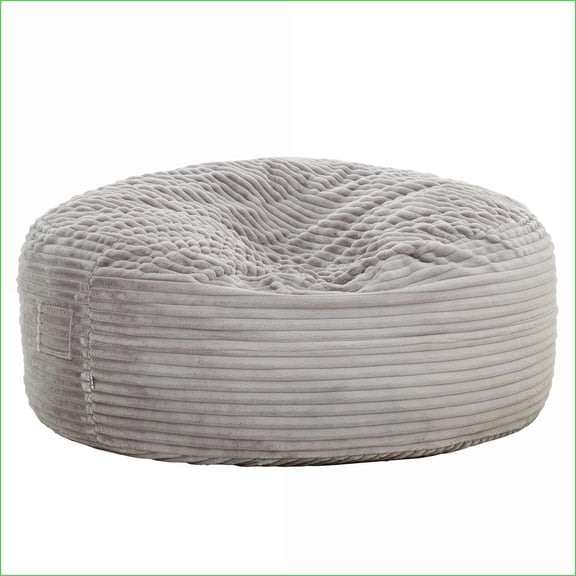 72in Oversized Memory Foam Bean Bag Chair, Traditional Round Living Room Lounger Sofa for Adults | Light Gray | Polyester