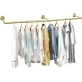 thumbnail image 1 of 72inch Gold Wall Mounted Clothes Rack Industrial Pipe Garment Rack Hanging Rod Bar Closet Storage Laundry Room Up Max Load 135lbs(Gold), 1 of 7