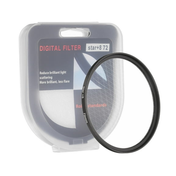 72mm Star Filter, 8 Points Starburst Len Filter Variable Twinkle Effect Ultra Slim Optical Lens Black
