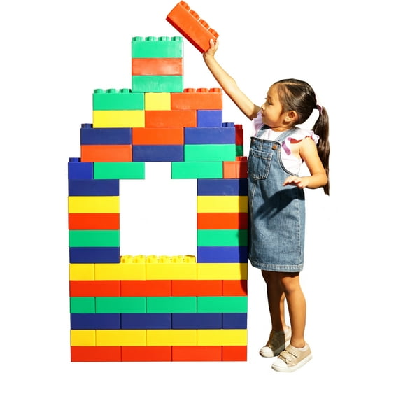 72pc Jumbo Blocks Deluxe Variety Pack for Toddlers (56) Giant 8"x4" Blocks and (16) Large 4" x 4" Blocks