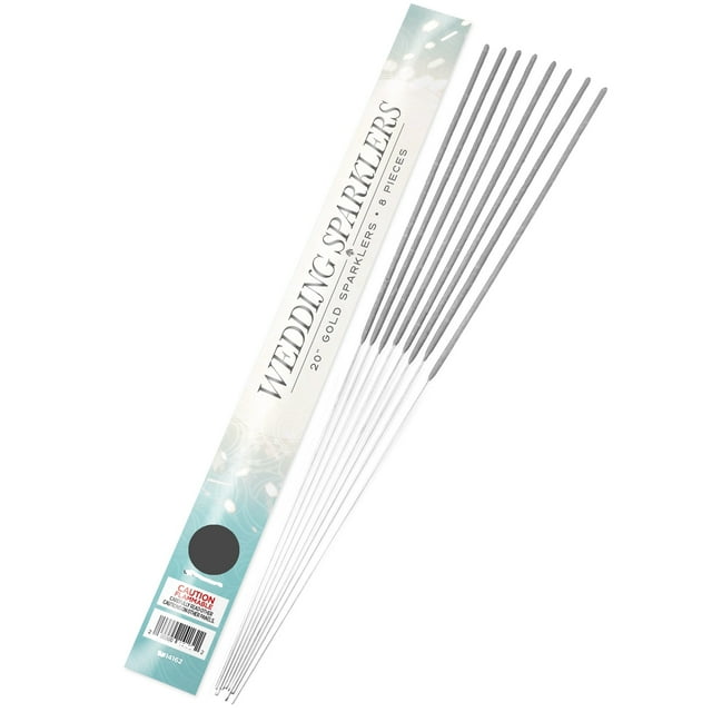 20in Gold Wedding Sparklers, 72pc Pack, 9 Bundles of 8 Sparklers