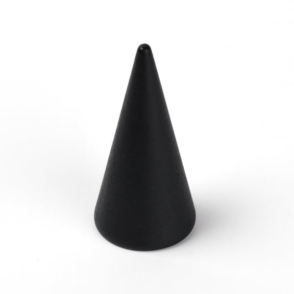 72pc Wood Ring Display Frame Cone with Flat Bottom Black 2.45x5cm
