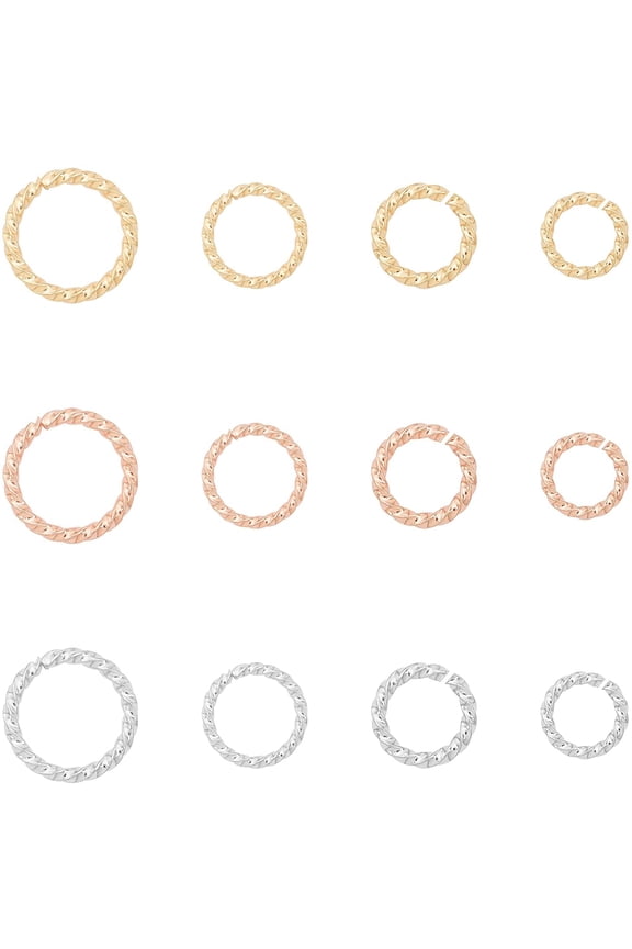 72pcs 3 Colors Twisted Jumps Rings 4 Sizes Stainless Steel Open Jump Rings Connectors Jewelry O Rings for Jewelry Making and Necklace Repair 6-10mm