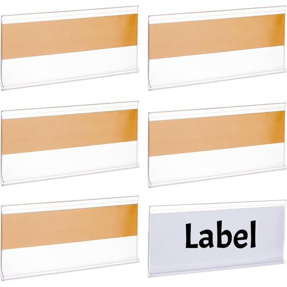 72pcs 72Pcs Self Adhesive Label Holders PVC Plastic Shelf Tag Label Holders Clear Price Tag Holder for Supermarket School Library Bookshelves Storage Bins 4x1.67 Inch Clear