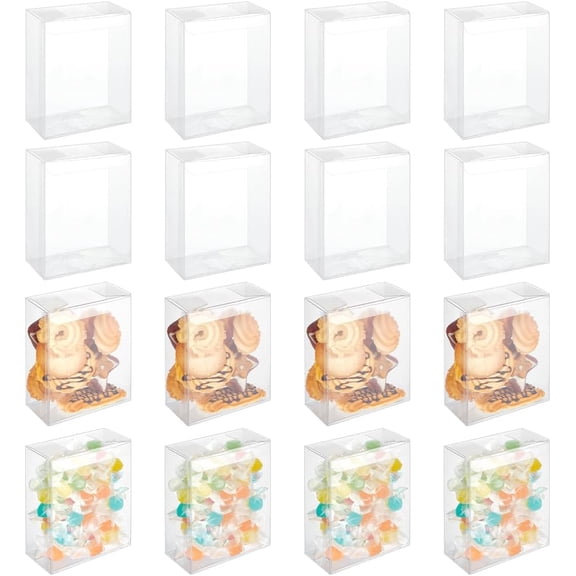 72pcs Clear Wedding Favor Boxes 4.25x3.4x1.5inch Transparent PVC Rectangle Gift Wrapping Box for Candy Chocolate Party Valentine's Festival Gift Packaging Clear