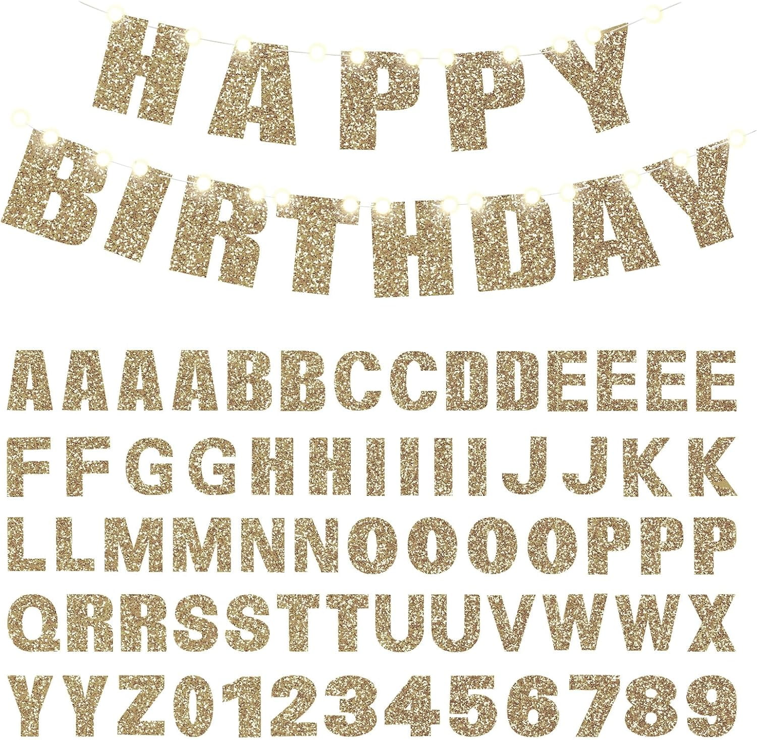 72pcs DIY Happy Birthday Letters Banner Kit, Glitter Customizable