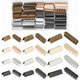 thumbnail image 1 of 72pcs Ribbon Clamp Ends 12 Styles Belt Buckle End Ribbon Crimp Ends Webbing Ends Fasteners Jewelry Findings, 1 of 6