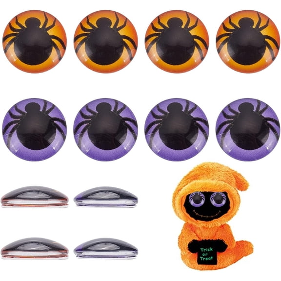 72pcs Spider Glass Eye 22mm Animal Round Cabochon Eyes with Printed Pattern Glass Cabochons 2 Colors Mixed Mini Eyes for DIY Craft Art Doll Props Making