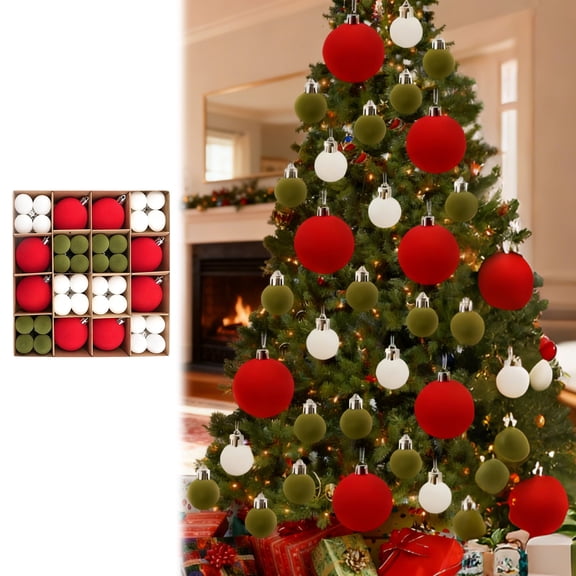 72pcs Velvet Christmas Ball - Plastic Xmas Tree Decorations For Festival Decoration(A)