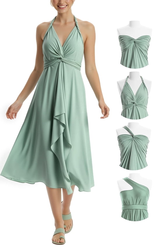 Women's Infinity Wrap Beach Dress - Midi Length, 24 Ways to Wear, One Size